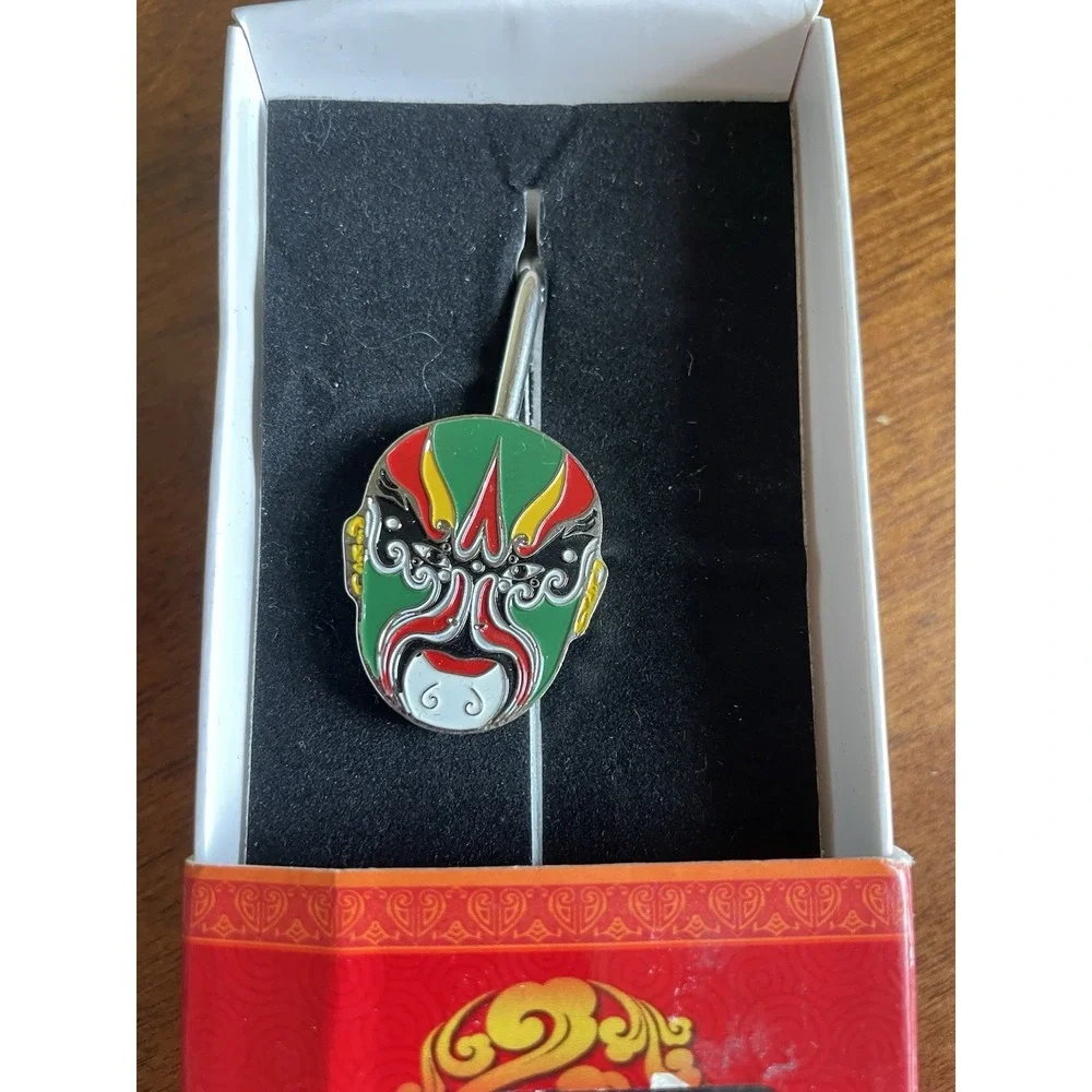 Peking Opera Bookmarks‎ Enamel Metal Set of 2 Asian Warrior Mask in Boxes